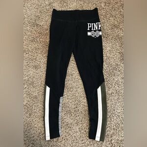 Victoria's Secret Black Leggings with White, Green, and Gray Accents